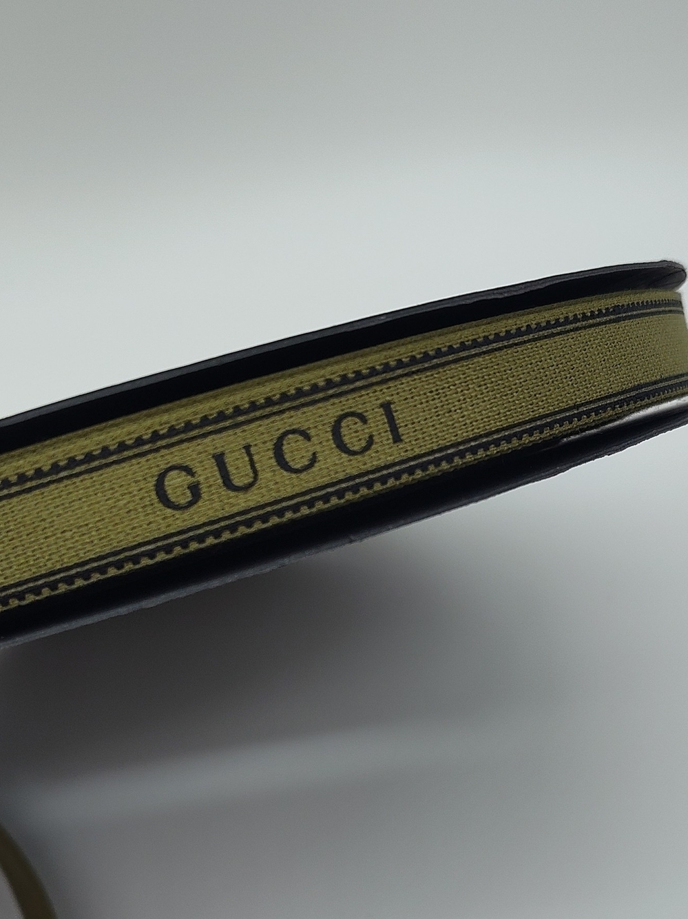 GUCCI Logo Ribbon Olive Black 15 Yards Bulk Luxury Wrap Sewing - Picture 1 of 3